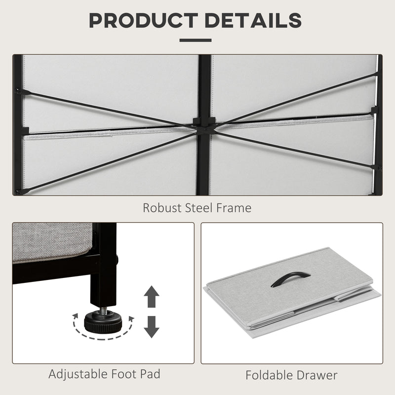 8 Drawer Fabric Storage Chest With Wooden Top For Bedroom Nursery Or Hallway Grey