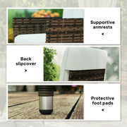 Cream Rattan Reclining Garden Chair with Cushion and Adjustable Backrest by Outsunny