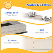 Wooden Kids Sandbox with Canopy and Play Kitchen for Outdoor Fun Ages 3 to 7 Brown