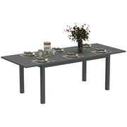 Grey Aluminium Extending Garden Table for 6 to 8 Seater with Slatted Top by Outsunny