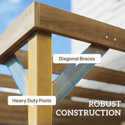 Wooden Lean To Pergola Kit With Concrete Anchors For Garden Patio Shade Light Brown AOSOM