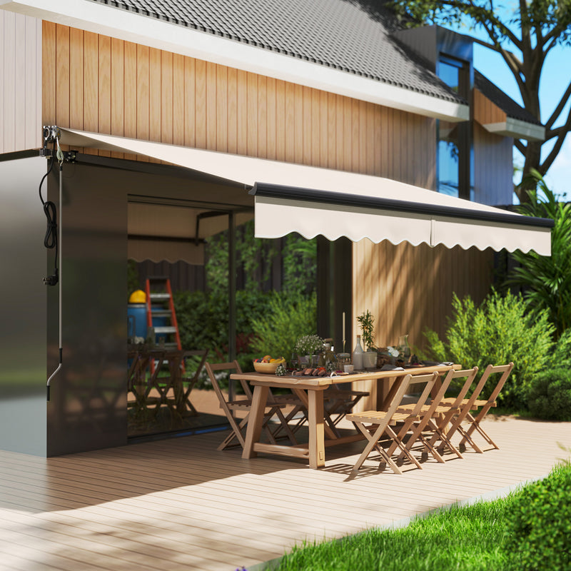 Beige 3.5 x 3m Electric Manual Awning with Remote Control by Outsunny