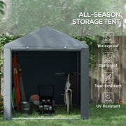 Dark Grey 1.6 x 2.2m Garden Storage Shed Tent With Shelves For Outdoor Equipment