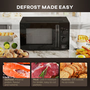 23L 800W Small Black Manual Microwave With 5 Power Levels and Defrost by HOMCOM