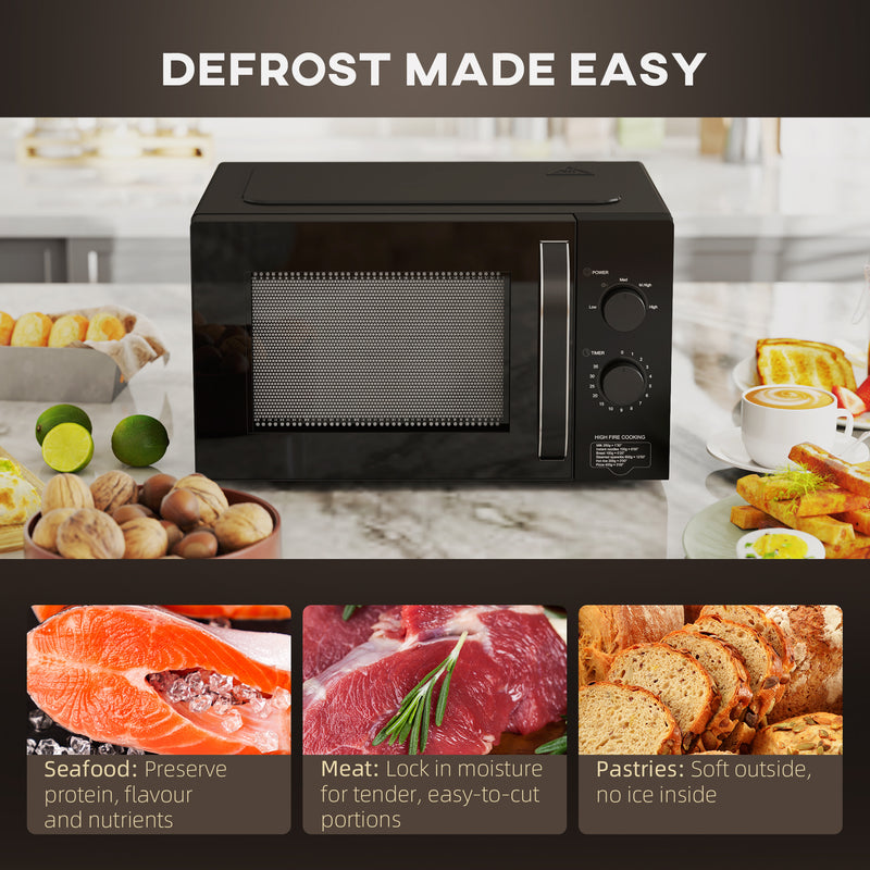 23L 800W Small Black Manual Microwave With 5 Power Levels and Defrost by HOMCOM
