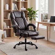 Office Chair with Reclining Back and Pull Out Footrest for All Day Comfort Brown Homcom