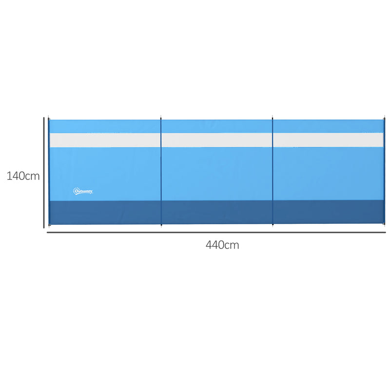 Camping Windbreak With Clear Windows And Steel Poles For Beach Or Caravan Blue AOSOM