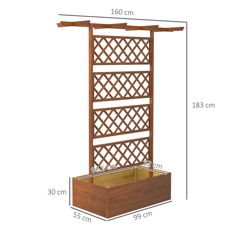Raised Wooden Trellis Planter Box in Orange for Growing Herbs Flowers and Vegetables