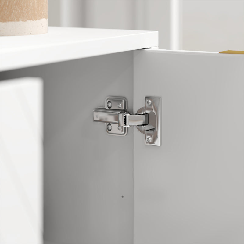 Modern Sideboard with 3 Drawers and Adjustable Shelves for Living Room Storage White