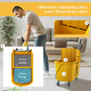 Yellow 20L Mop Bucket with Wringer and Wheels for Floor Cleaning by HOMCOM AOSOM