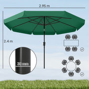 Patio Parasol with Adjustable Tilt for Sun Protection and Easy Use 3m Green AOSOM