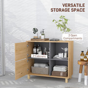 Freestanding Bathroom Cabinet with Open Shelves and Double Doors by HOMCOM