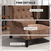 Reclining Vintage Armchair with Footrest for Lounge or Reading Comfort Brown