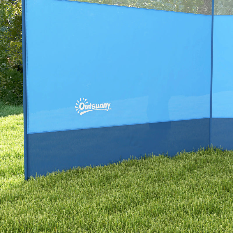 Camping Windbreak With Clear Windows And Steel Poles For Beach Or Caravan Blue AOSOM