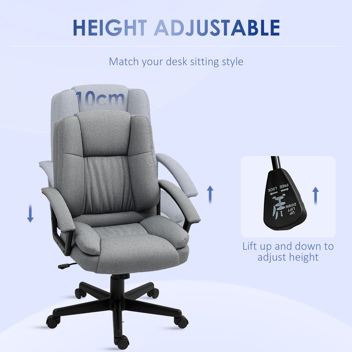 Grey Linen Look Padded Office Chair with Ergonomic Design by HOMCOM