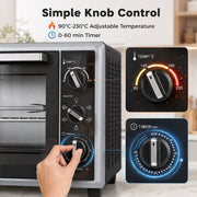 Close-up of the temperature and timer knobs showing 90-230°C and 60 minute settings