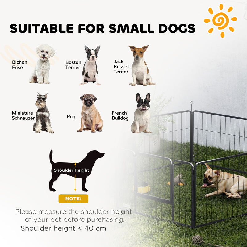 6 Panel Portable Dog Playpen with Door 60cm High for Small Dogs Black by PawHut