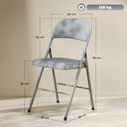 Folding Chairs Set of 4 with Padded Seats for Extra Home Seating Light Grey Outsunny