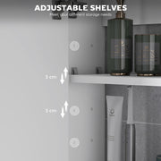 Wall Mounted Bathroom Mirror Cabinet With Double Doors And Shelves Waterproof White