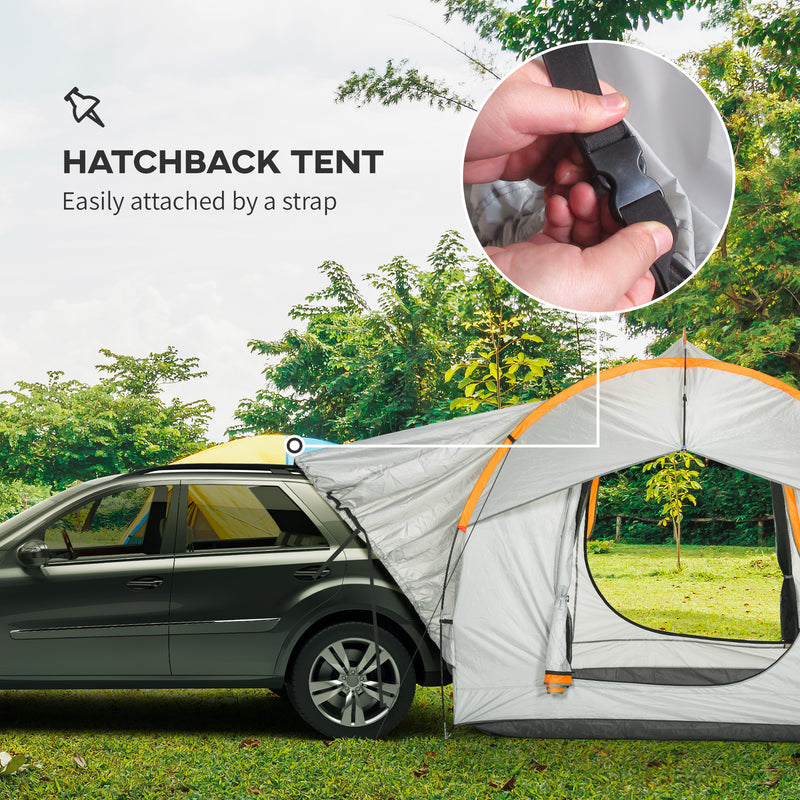 Car Camping Tailgate Tent for Hatchbacks and SUVs with Weatherproof Shelter Grey and Orange