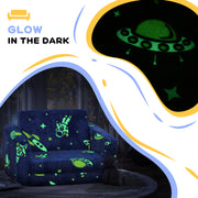 2 in 1 Kids Folding Bed and Armchair with Glow in the Dark Cushion Cover, Blue