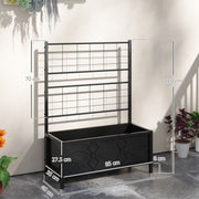 Black Raised Garden Bed with Trellis Galvanised Planter Box with Drainage for Vegetables and Herbs by Outsunny