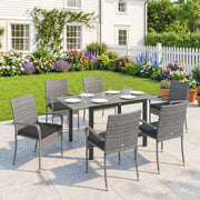 Garden Dining Set with Extendable Table and Stackable Chairs for Flexible Outdoor Seating Dark Grey Outsunny