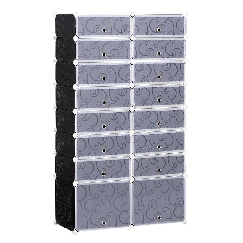 16 Cube Shoe Storage Cabinet with Modular Shelves Fits 32 Pairs for Hallway or Bedroom