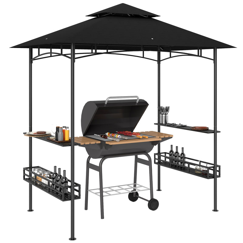 Grey BBQ Grill Gazebo with Shelves 150 x 240cm by Outsunny