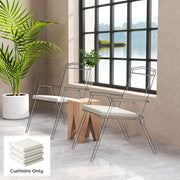 Garden Seat Cushions Set of 6 for Comfortable Outdoor Chairs Removable Covers Cream White Outsunny