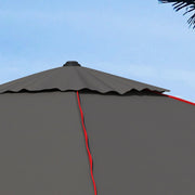 Grey and Red 215cm Square Garden Parasol with Contrast Piping for Stylish Shade