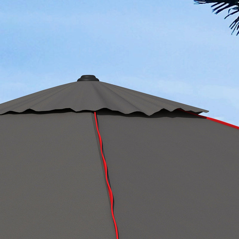 Grey and Red 215cm Square Garden Parasol with Contrast Piping for Stylish Shade