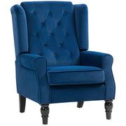 Retro Wingback Accent Chair With Button Tufting For Living Room Or Bedroom, Blue