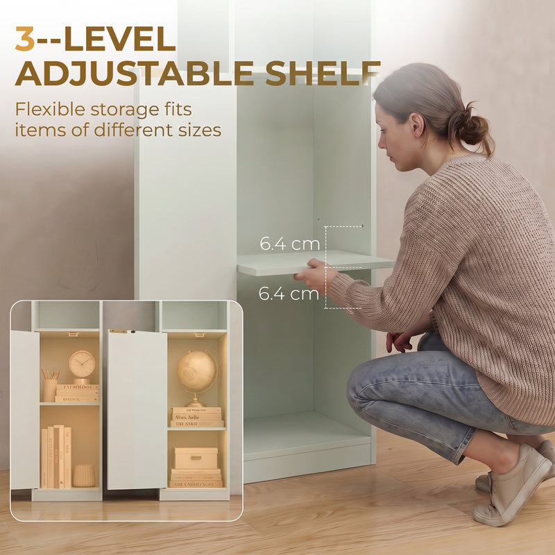 Corner Bookcase with Shelves and Hidden Cabinet for Small Room Storage