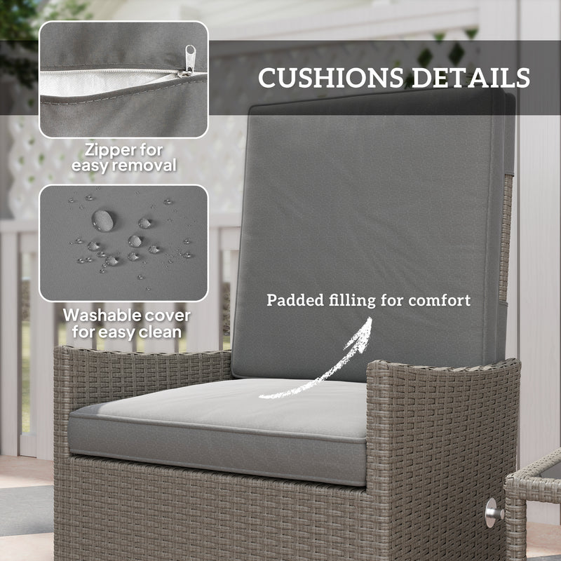 5 Piece Rattan Patio Furniture Set With Cushions Dark Grey by Outsunny