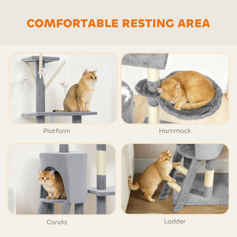 Multi Level Cat Tree With Scratching Posts And Condo For Indoor Kittens Grey AOSOM