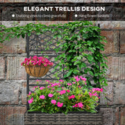 Mixed Grey Rattan Planter with Trellis and Two Raised Beds for Climbing Plants Garden Use