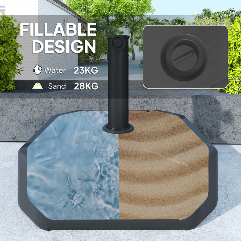 Square Garden Parasol Base Heavy Duty Umbrella Stand Holds Up to 25kg Black by Outsunny