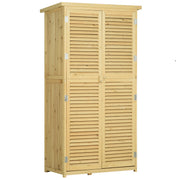 Wooden Garden Storage Cupboard With Asphalt Roof And Lockable Double Doors Natural 160cm