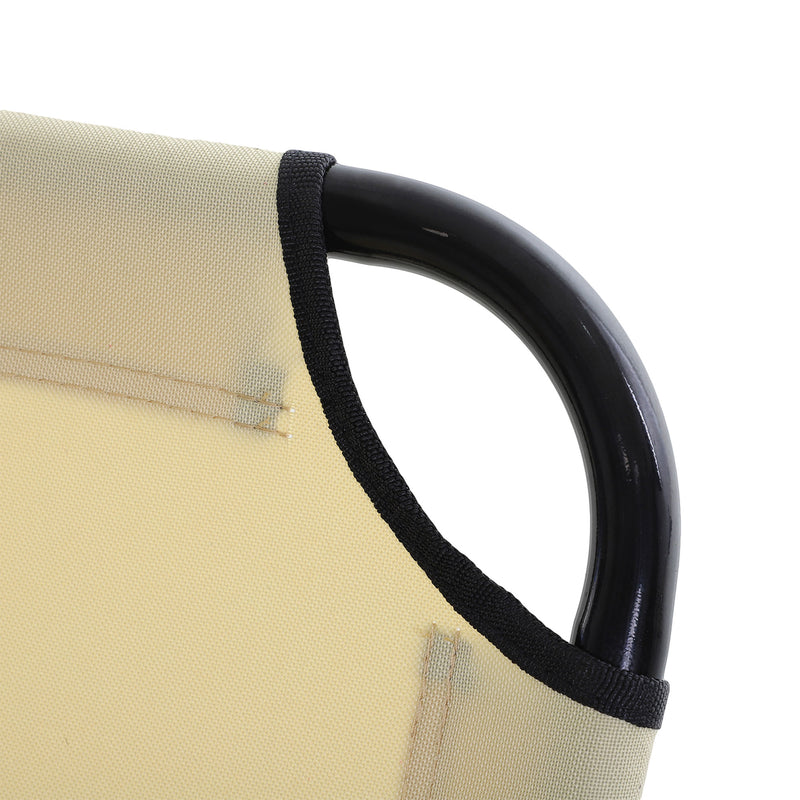 Beige Foldable Sun Loungers Set of 2 with 5 Position Backrest for Outdoor Relaxing