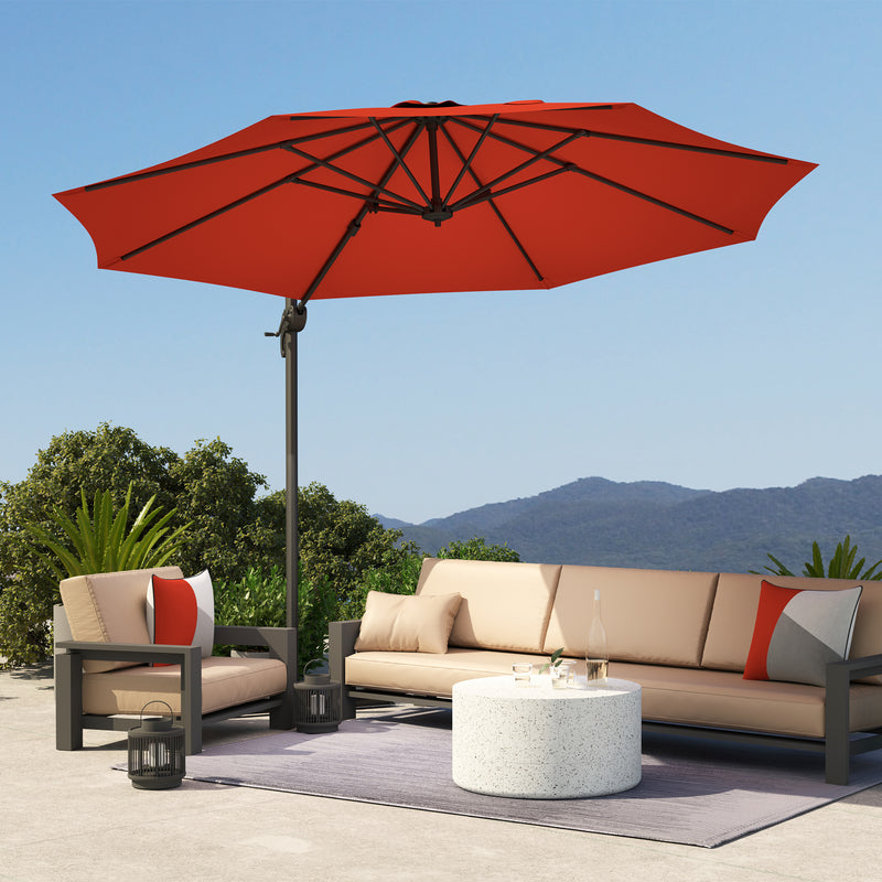 Orange 5 Position Overhanging Garden Parasol for Outdoor Shade by Outsunny