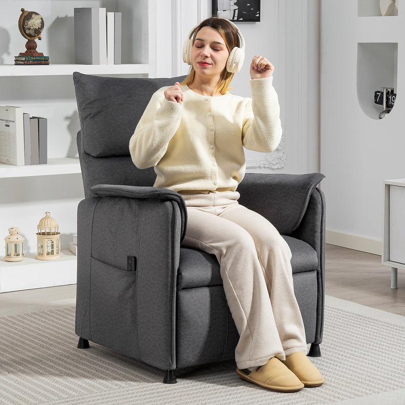 Electric Reclining Armchair for Effortless Living Room Comfort with Side Storage Black