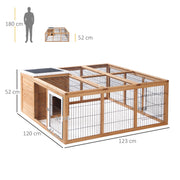 Outdoor Rabbit Hutch and Guinea Pig Run With Openable Roof for 2 Pets Yellow AOSOM