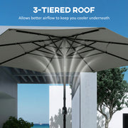 Garden Parasol with Adjustable Tilt and Three-Tier Vent for Cool Outdoor Shade Grey Outsunny