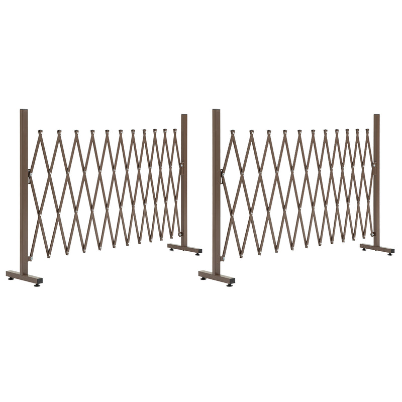 Set of 2 Freestanding Foldable Garden Fences Aluminium Expandable Picket Design Dark Brown