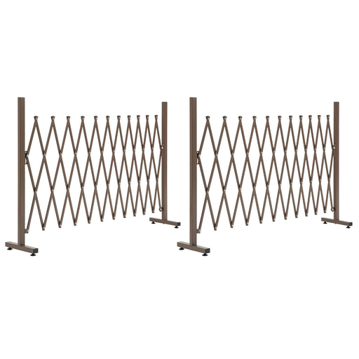 Set of 2 Freestanding Foldable Garden Fences Aluminium Expandable Picket Design Dark Brown
