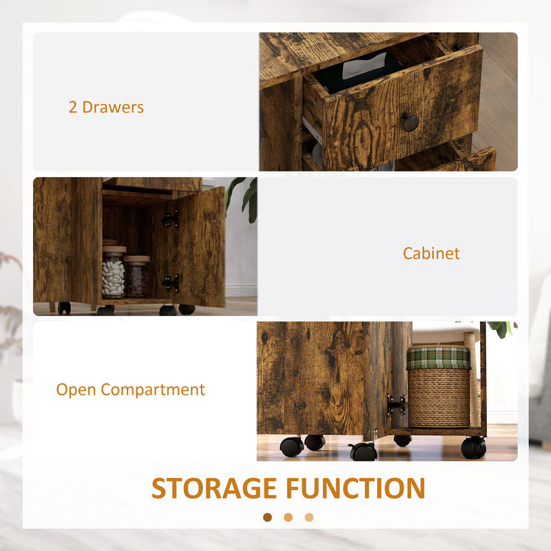 Rustic Brown 6 Seater Drop Leaf Dining Table With Storage by HOMCOM