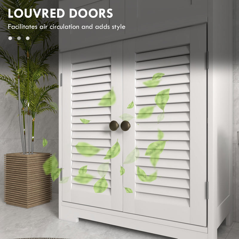 Three Part Bathroom Storage Cabinet With Shelf Drawers And Cupboard For Organisation White