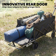 Folding Festival and Camping Trolley for Heavy Loads with Adjustable Handle Black Outsunny