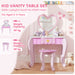 Pink Kids Dressing Table Set With Stool Mirror and Drawer by AIYAPLAY